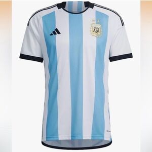 Big Boys Adidas Light Blue and White Soccer Jersey